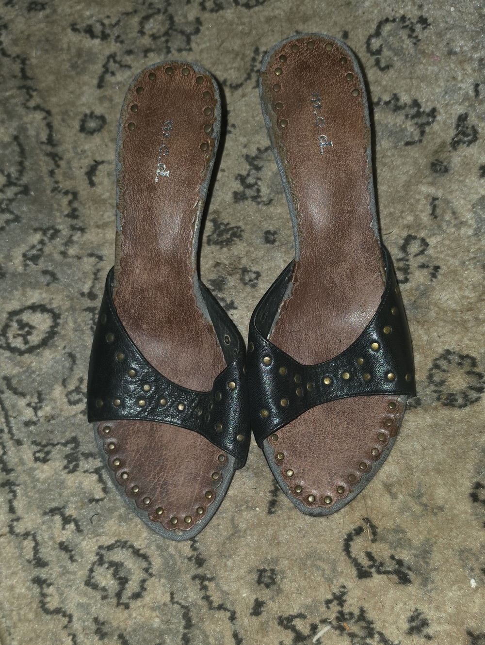 M.O.D Black Studded Slide Sandals